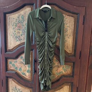 Veronica Beard Olive (stone army) Davila Long Sleeve Ruched Dress